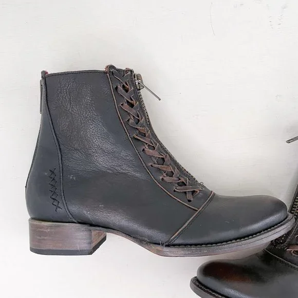 Freebird by Steven Brown Distressed Wales Zip Front Ankle Boots Booties Size 10 - Picture 8 of 12